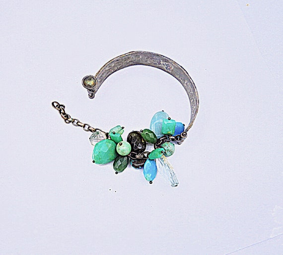 Oxidized Sterling Silver Multi Gemstone Bangle Br… - image 8