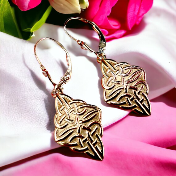 Celtic Gold Infinity Earrings, 10k and 14k Gold  … - image 1