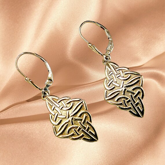 Celtic Gold Infinity Earrings, 10k and 14k Gold  … - image 7