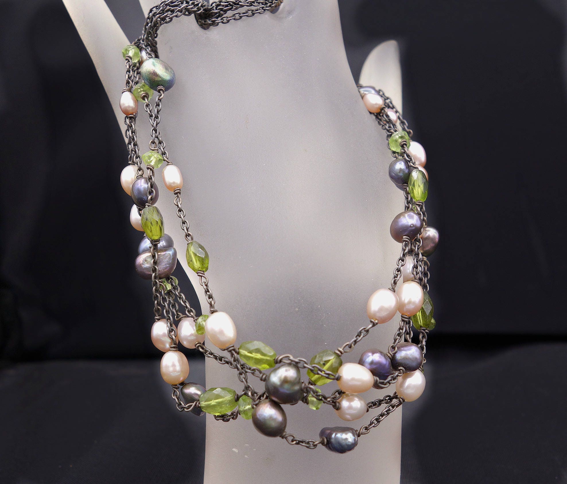 501 Peridot Pearl Necklace