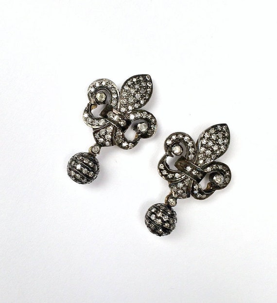 Antique Diamond Fleur de Lis Earrings Sophisticate