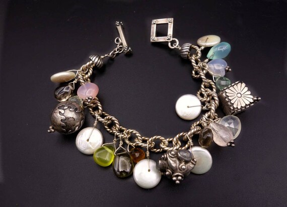 Sterling silver Charm Bracelet Handmade,  Coin Pe… - image 3