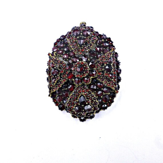 Antique Bohemian Garnet Brooch Pendant, Victorian… - image 6