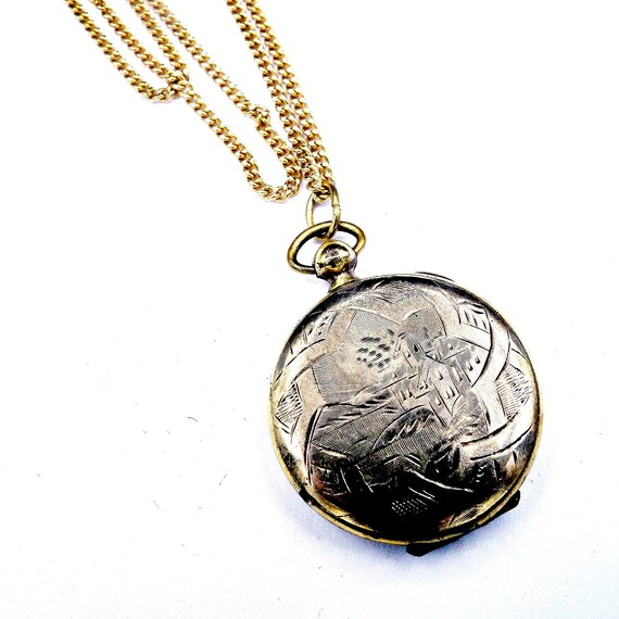 Victorian Gold Locket, Etched 12k Gold Locket Fob