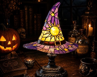 Witch Hat Halloween Lamp | Gothic Night Light | Spooky Season Decor Lamp | Wizard Witchy Hat Lamp | Halloween Decoration