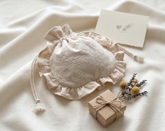 Handmade Ruffle Cotton Pouch, Drawstring Gift Bag, Jewelry, Accessories Storage
