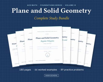 Plane & Solid Geometry Study Bundle | High School Math Workbook, Formula Sheet (Digital Download)