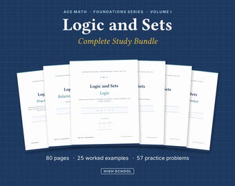 High School Logic & Sets Study Bundle | Math Workbook, Formula Sheet (PDF)