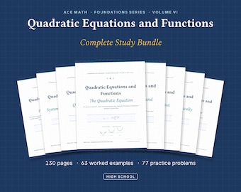 Quadratic Equations & Functions Study Bundle | High School Math Notes, Workbook, Formula Sheet (Digital Download)