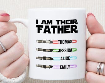 I Am Their Father Personalized Mug, Custom Names Coffee Cup, Funny Father’s Day Birthday Gift, Star Wars Inspired Family Gift