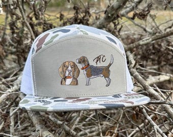 Beagle Hunting Embroidered Trucker Hat, Hunting Dog Camo Cap, Cute Beagle Dog Hat, Hunter Gift, Outdoor Snapback Hat