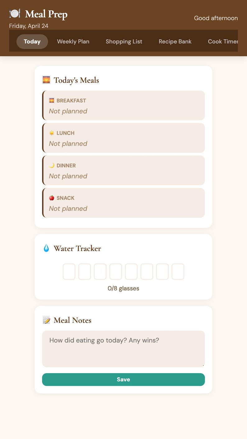 ADHD Meal Prep Planner Journal Daily Tracker Organization Interactive No Install Browser Planner Gift Digital Download image 3