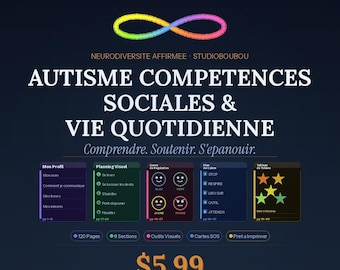 Autismus-Planer: Soziale Kompetenzen & Alltag | 111 Seiten, druckbares PDF | Neurodiversität | Französisch