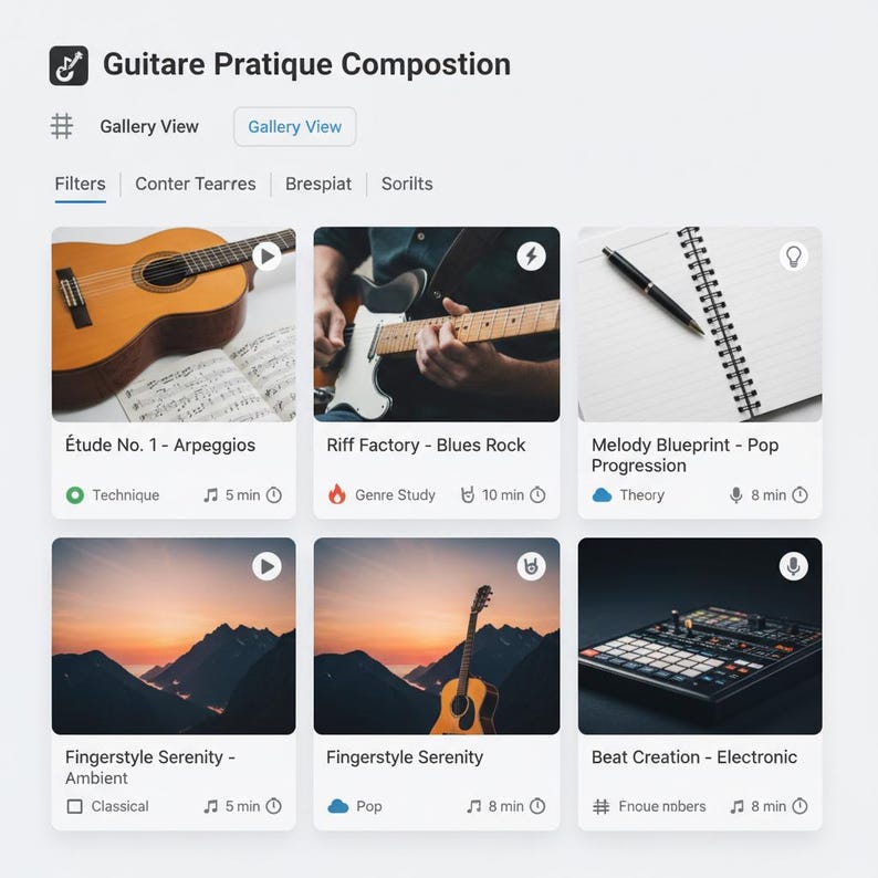 Guitar Practice & Song Writing Notion Template Dashboard Planner Tracker Gift Digital Download image 9