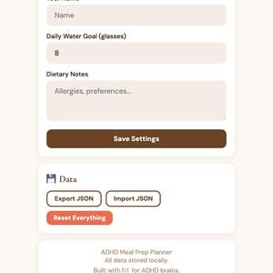 ADHD Meal Prep Planner Journal Daily Tracker Organization Interactive No Install Browser Planner Gift Digital Download image 10