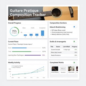 Guitar Practice & Song Writing Notion Template Dashboard Planner Tracker Gift Digital Download image 7
