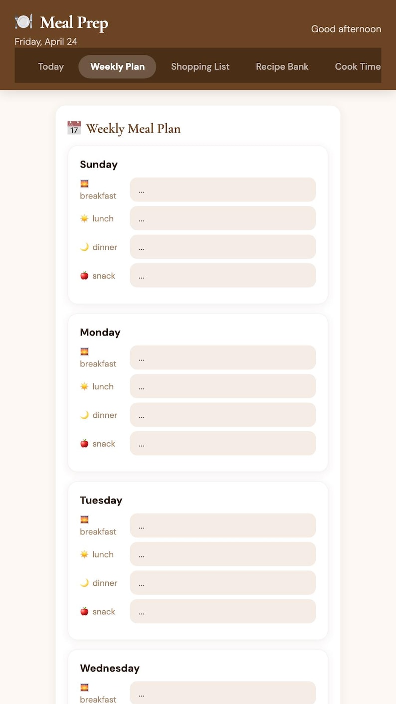 ADHD Meal Prep Planner Journal Daily Tracker Organization Interactive No Install Browser Planner Gift Digital Download image 4