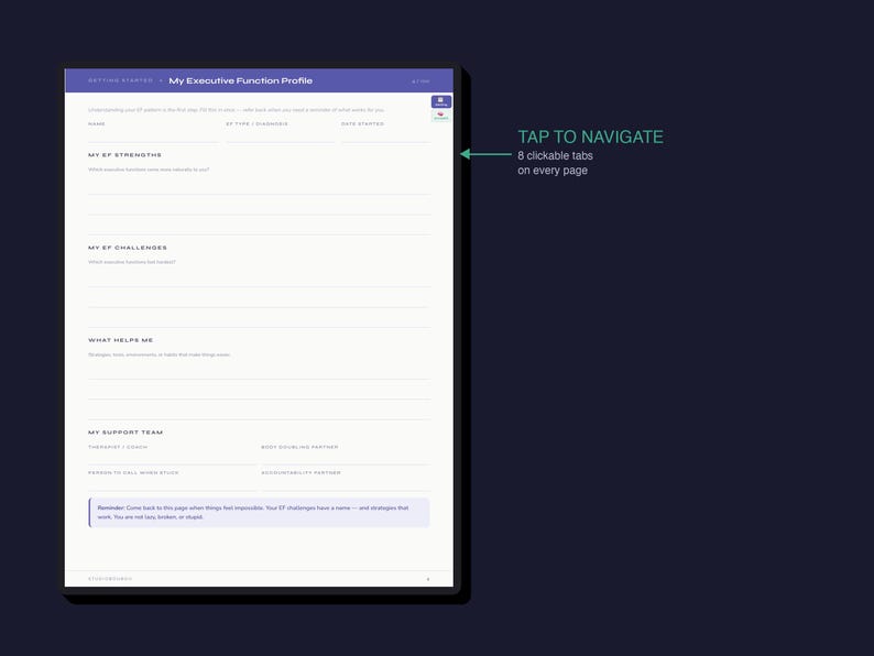 Executive Function Planner iPad GoodNotes | 100 Pages Hyperlinked | EF Planner ADHD Autism TBI | Digital Download imagen 4