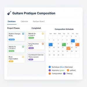 Guitar Practice & Song Writing Notion Template Dashboard Planner Tracker Gift Digital Download image 3
