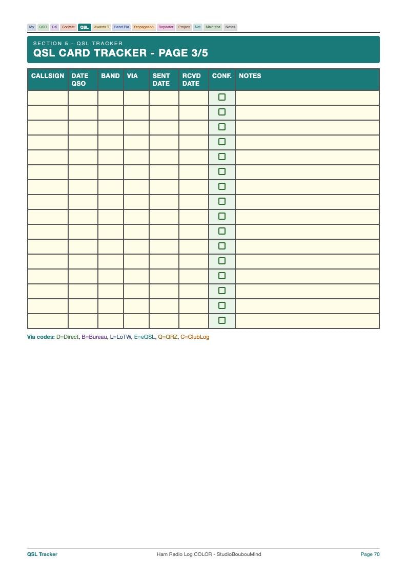 Ham Radio Log Kleureneditie 112 Pagina's PDF Opmerkelijk Papier Pro QSO DX Wedstrijdprijzen Cadeau Digitale Download afbeelding 9