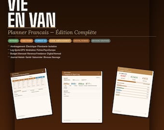 Ausdruckbarer Vanlife-Planer, Checkliste für die Van-Ausstattung, Roadtrip-Notizbuch, Leitfaden für autarkes Biwakieren, Nomadenbudget (PDF, A4)