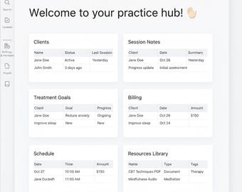Therapist Practice CRM Notion Template Session Notes Client Planner Billing Gift Digital Download