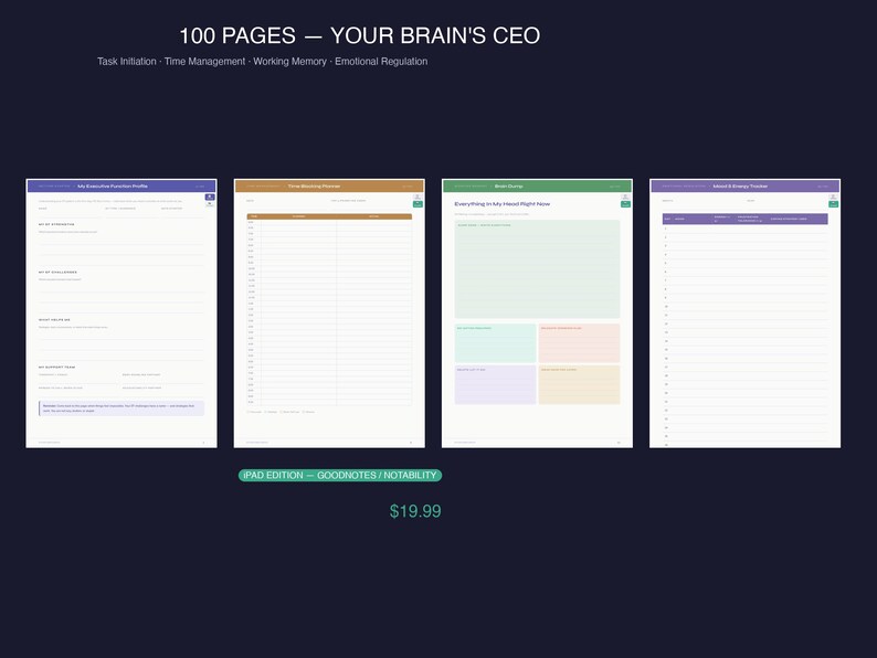 Executive Function Planner iPad GoodNotes | 100 Pages Hyperlinked | EF Planner ADHD Autism TBI | Digital Download imagen 11