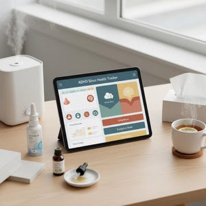 Rastreador de salud para TDAH y sinusitis crónica, planificador de sinusitis, organizador, regalo, descarga digital