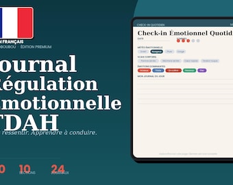 ADHD感情調整ジャーナル｜130ページ デジタルiPadプランナー｜不安と抑うつのための気分トラッカー｜GoodNotes PDF フランス語