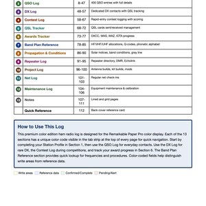Ham Radio Log Kleureneditie 112 Pagina's PDF Opmerkelijk Papier Pro QSO DX Wedstrijdprijzen Cadeau Digitale Download afbeelding 3