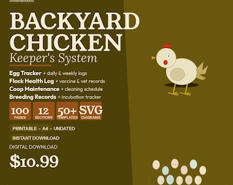 Chicken Keeper Planner 100 Pages English + French Egg Tracker Flock Health Log Coop Maintenance Breeding - Backyard Poultry Printable