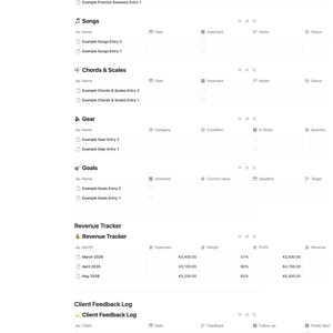 Guitar Practice & Song Writing Notion Template Dashboard Planner Tracker Gift Digital Download image 10