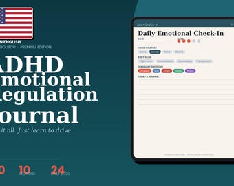ADHD感情調整ジャーナル、iPad用デジタルプランナー、130ページ、気分トラッカー、RSD回復