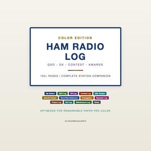 Ham Radio Log Kleureneditie 112 Pagina's PDF Opmerkelijk Papier Pro QSO DX Wedstrijdprijzen Cadeau Digitale Download afbeelding 2