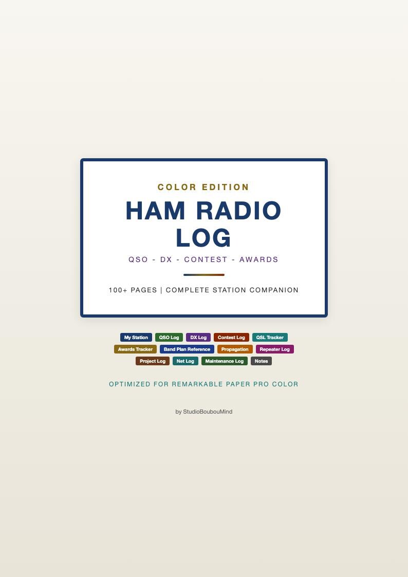 Ham Radio Log Kleureneditie 112 Pagina's PDF Opmerkelijk Papier Pro QSO DX Wedstrijdprijzen Cadeau Digitale Download afbeelding 2
