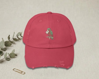 Parrot Hat, Funny Parrot Dad Cap, Vintage Distressed Baseball Cap, Cottagecore Parrot Gift For Parrot Lovers Unisex Bird Cap