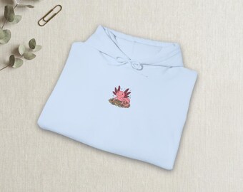 Axolotl Hoodie Cute Cottagecore Sweatshirt Funny Nature Graphic Unisex Heavy Blend Whimsical Animal Hoodie Vintage Style Gift for Her
