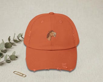 Laughing Horse Hat, Funny Horse Dad Cap, Vintage Distressed Baseball Cap, Cottagecore Horse Gift For Horse Lovers Unisex Animal Cap