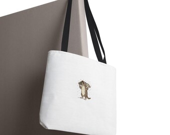 Cat in Rain Tote Bag Funny Cottagecore Bag Cute Cat with Book Tote Whimsical Animal Bag Aesthetic Tote Gift for Her Funny Cat Tote Bag