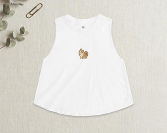 Pomeranian Crop Top Cute Cottagecore Womens Tank Funny Pomeranian Gift Whimsical Dog Top Aesthetic Crop Top Pomeranian Lover Gift Her