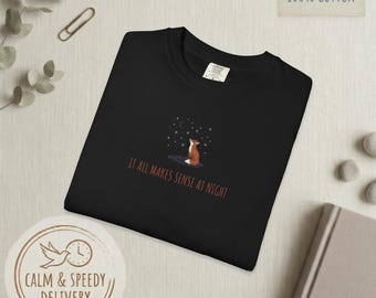 Fox Stargazing Shirt, Whimsical Nature Graphic Tee, Cottagecore Fox T-shirt, Comfort Colors Unisex Tee, Vintage Nature Illustration Shirt