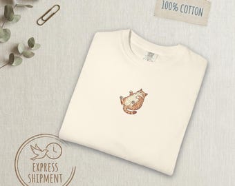 Lazy Cat Shirt Funny Cottagecore Tee Chubby Cat Belly Up Graphic T-Shirt Cute Cat Mom Gift Whimsical Animal Tshirt Comfort Colors Tshirt