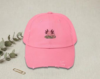 Axolotl Hat Cute Cottagecore Dad Cap Funny Nature Distressed Cap Whimsical Animal Hat Vintage Style Gift for Her Axolotl Lover Cap