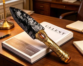 Athame de obsidiana tallada a mano con ojo de tigre, daga ritual de serpiente y sol de latón, cuchillo ceremonial pagano ocultista, regalo de protección espiritual para brujas