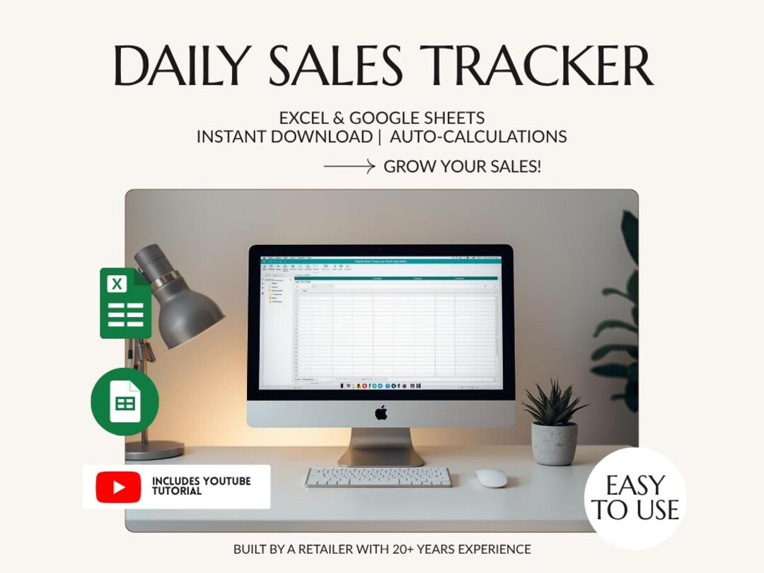Daily Sales Tracker Spreadsheet | Excel & Google Sheets | Retail Sales ...