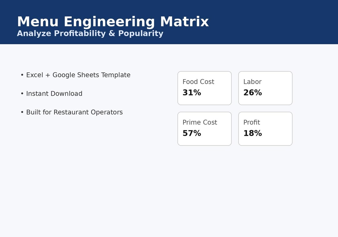 Restaurant Menu Engineering Spreadsheet | Menu Profitability Matrix ...