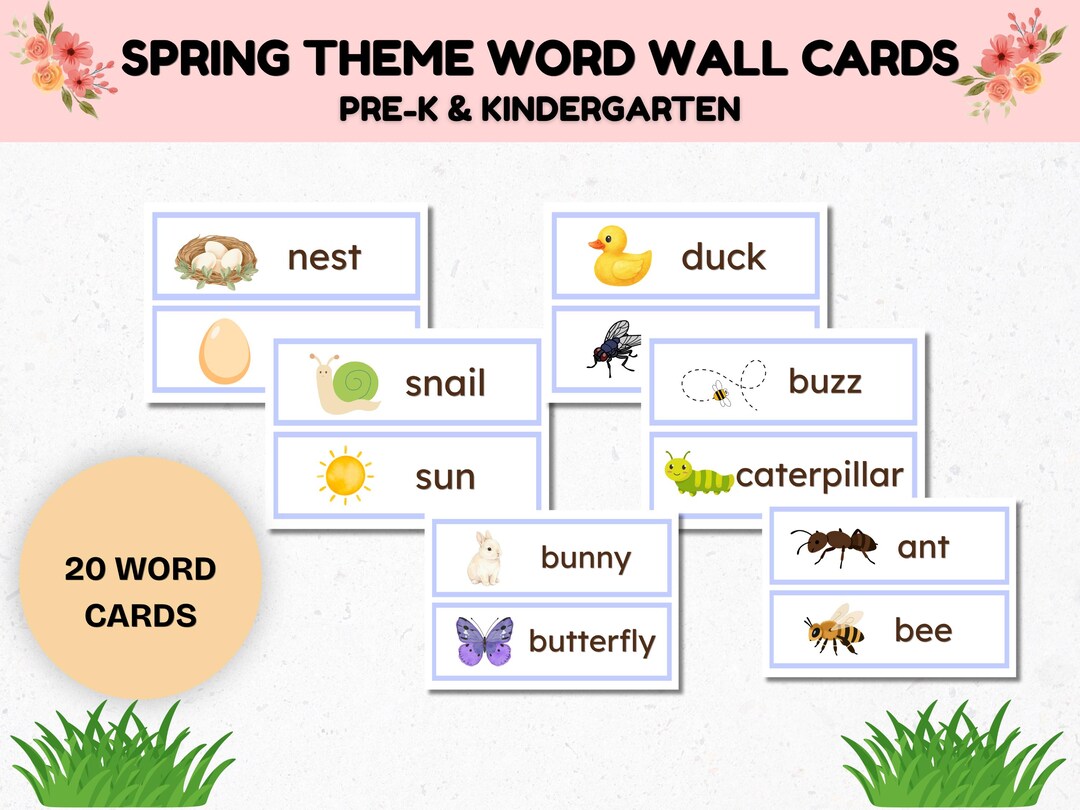 Spring Word Wall Pre-k & Kindergarten Printable Classroom Decor ...