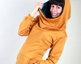 Robe pour femmes, robe à capuche jaune, sweat robe capuche avec capuche, robe à capuche manches longues, robe jersey avec poches, robe de pull HONEY by Pippuri