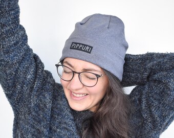 Mütze Damen, Strickmütze grau, Beanie unisex, Wintermütze Herren, Fleecemütze, Damenmütze gestrickt, Herrenmütze, Wollmütze SMELL by Pippuri