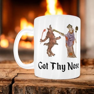 Mug "Got Thy Nose"  Illustrated Manuscript Medieval Marginalia
